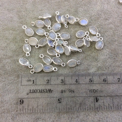 Moonstone Bezels | BULK PACK of Six (6) Sterling Silver Pointed Cut Stone Faceted Oval Oblong Shaped Pendants - Measuring 5mm x 7mm
