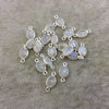 BULK PACK of Six (6) Sterling Silver Pointed/Cut Stone Faceted Oval/Oblong Shaped Moonstone Bezel Connector - Measuring 6mm x 8mm
