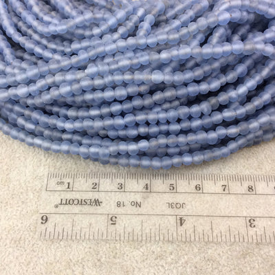 4mm Matte Pale Denim Blue Irregular Rondelle Shaped Indian Beach/Sea Glass Beads - Sold by 16.25" Strands - Approx. 98 Beads per Strand
