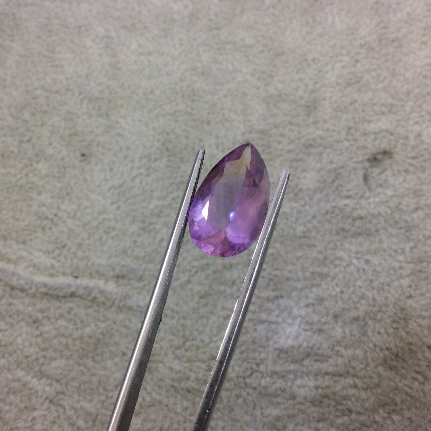 7 Carat Faceted Ametrine Teardrop Cut Stone "X" - Measuring 11mm x 18.5mm with 6mm Pavillion (Base) and 1.5mm Crown (Top) - Natural Gemstone
