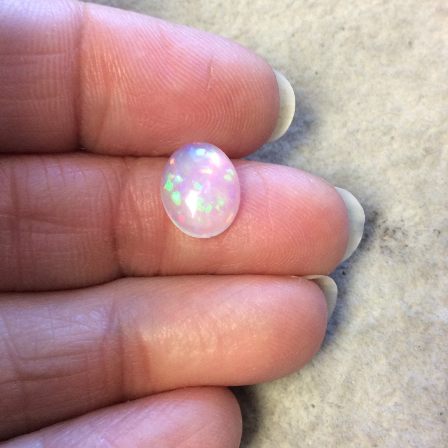 Natural Ethiopian Opal Smooth Oval Shaped Flat Back Cabochon 'KK' - Measuring 9mm x 11mm, 4mm Dome Height - High Quality Gemstone Cab