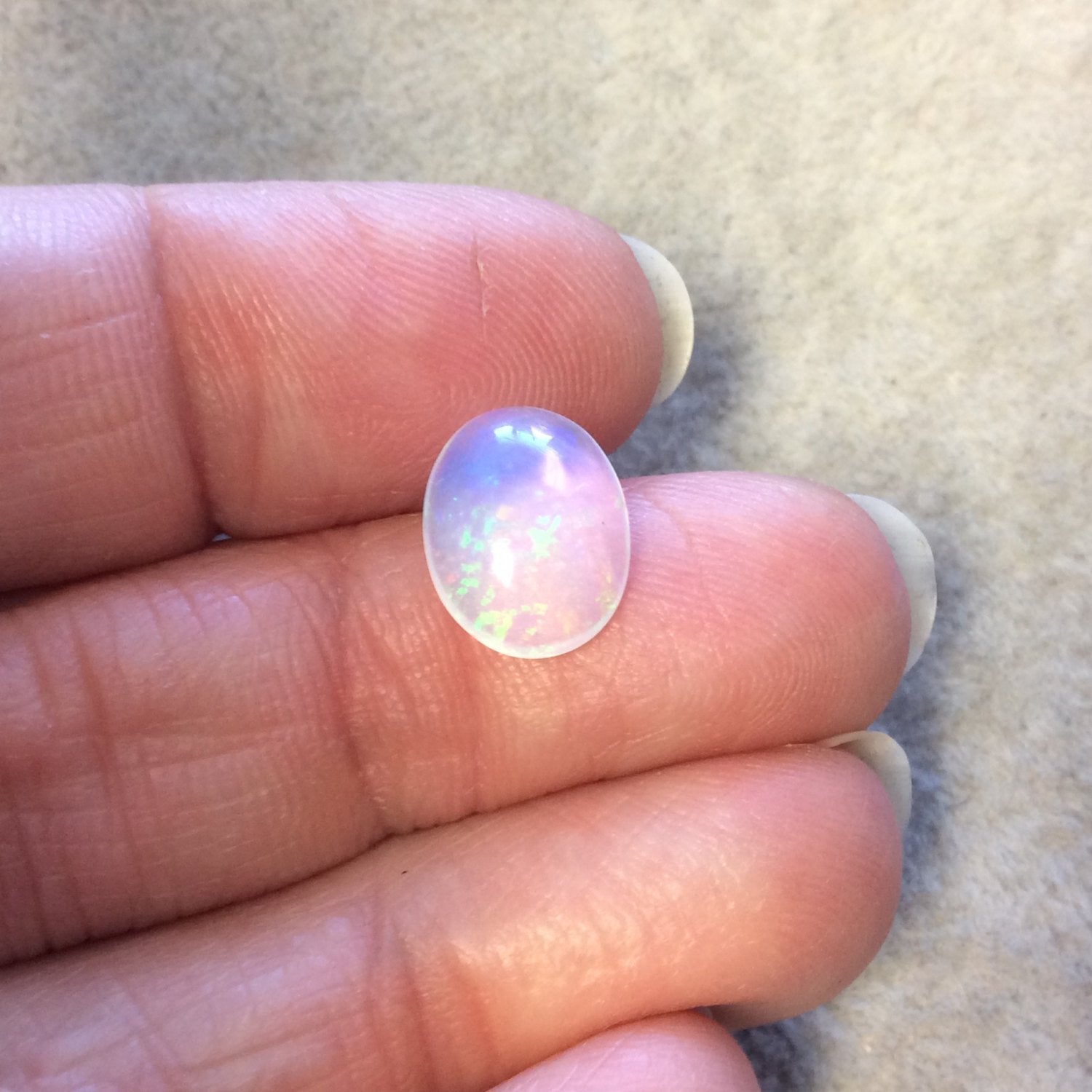 OOAK Natural Ethiopian Opal Smooth Oval Rounded Back Cabochon 'LL' - Measuring 9.5mm x 12mm, 3mm Dome Height - High Quality Gemstone Cab