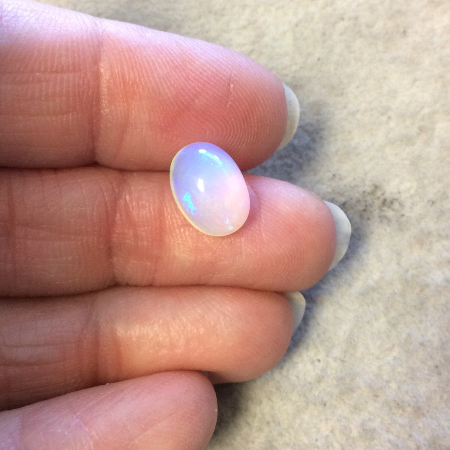 OOAK Natural Ethiopian Opal Smooth Oval Rounded Back Cabochon 'MM' - Measuring 8mm x 11.5mm, 5mm Dome Height - High Quality Gemstone Cab