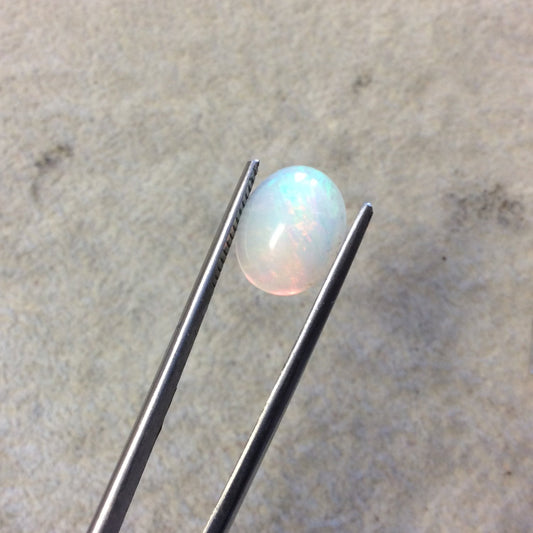 Natural Ethiopian Opal Smooth Oval Shaped Flat Back Cabochon 'PP' - Measuring 10mm x 12.5mm, 5mm Dome Height - High Quality Gemstone Cab