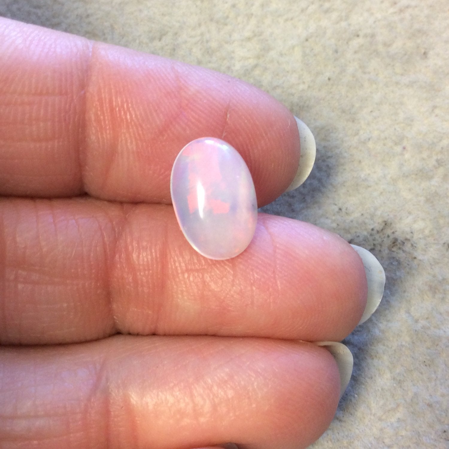 Natural Ethiopian Opal Smooth Oval Shaped Flat Back Cabochon 'QQ' - Measuring 9mm x 13mm, 4mm Dome Height - High Quality Gemstone Cab