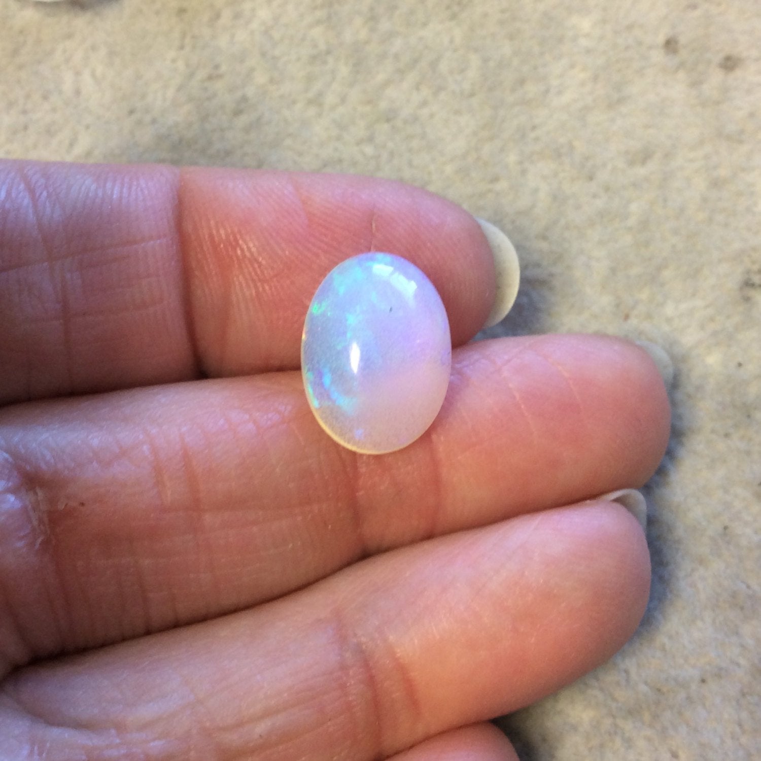 OOAK Natural Ethiopian Opal Smooth Oval Flat Back Cabochon 'UU' - Measuring 11mm x 15mm, 5.5mm Dome Height - High Quality Gemstone Cab