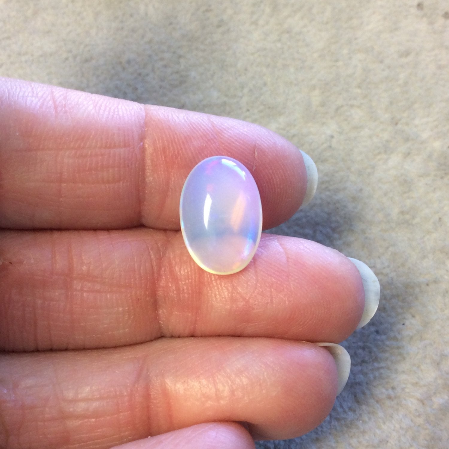 OOAK Natural Ethiopian Opal Smooth Oval Rounded Back Cabochon 'VV' - Measuring 11mm x 16mm, 4mm Dome Height - High Quality Gemstone Cab