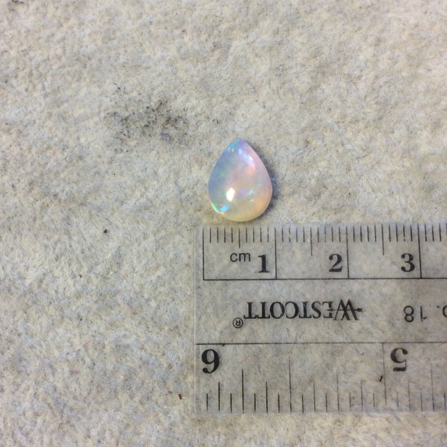 OOAK Natural Ethiopian Opal Smooth Teardrop Shaped Flat Back Cabochon 'XX' - Measuring 9mm x 12mm, 4.5mm Dome Height - High Quality Gemstone