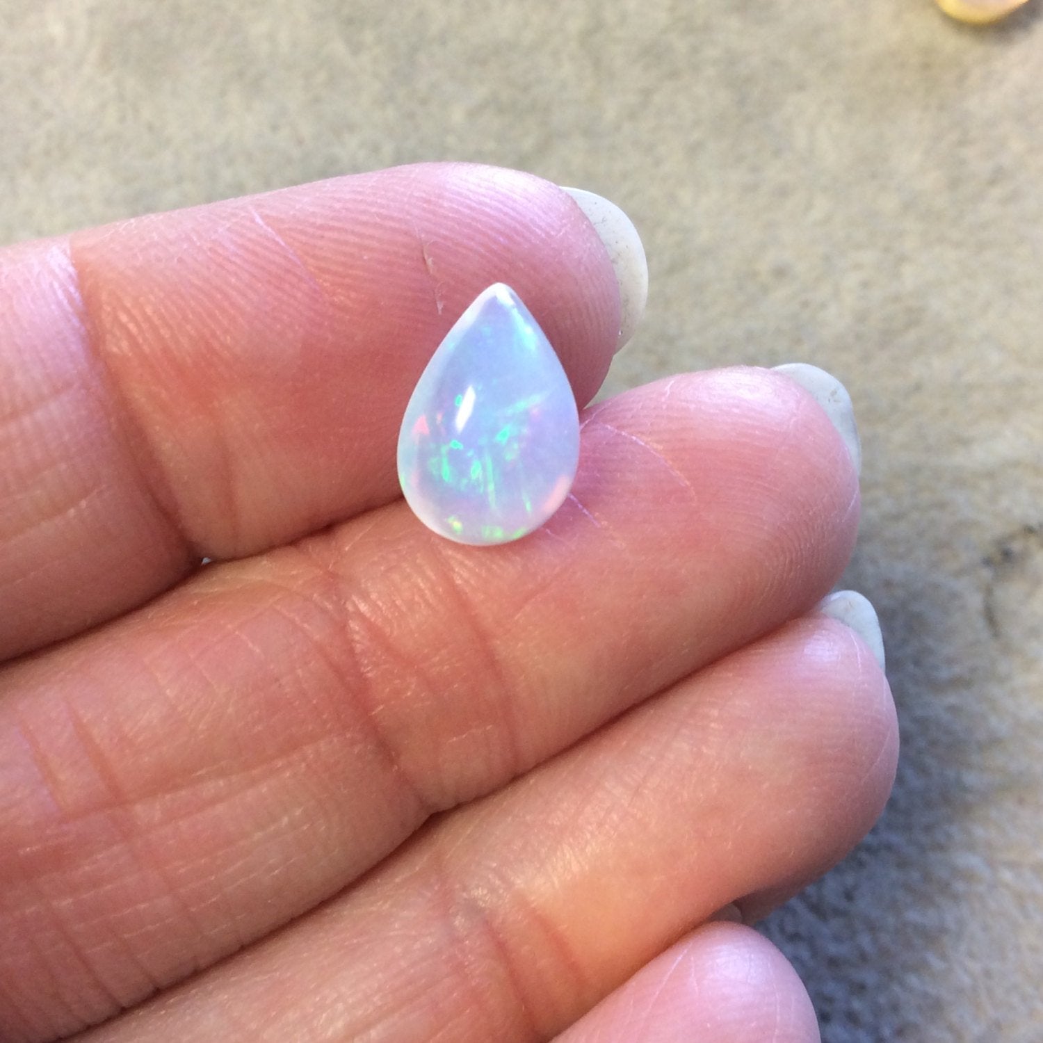 OOAK Natural Ethiopian Opal Smooth Teardrop Rounded Back Cabochon 'YY' - Measuring 8.5mm x 12mm, 4mm Dome Height - High Quality Gemstone