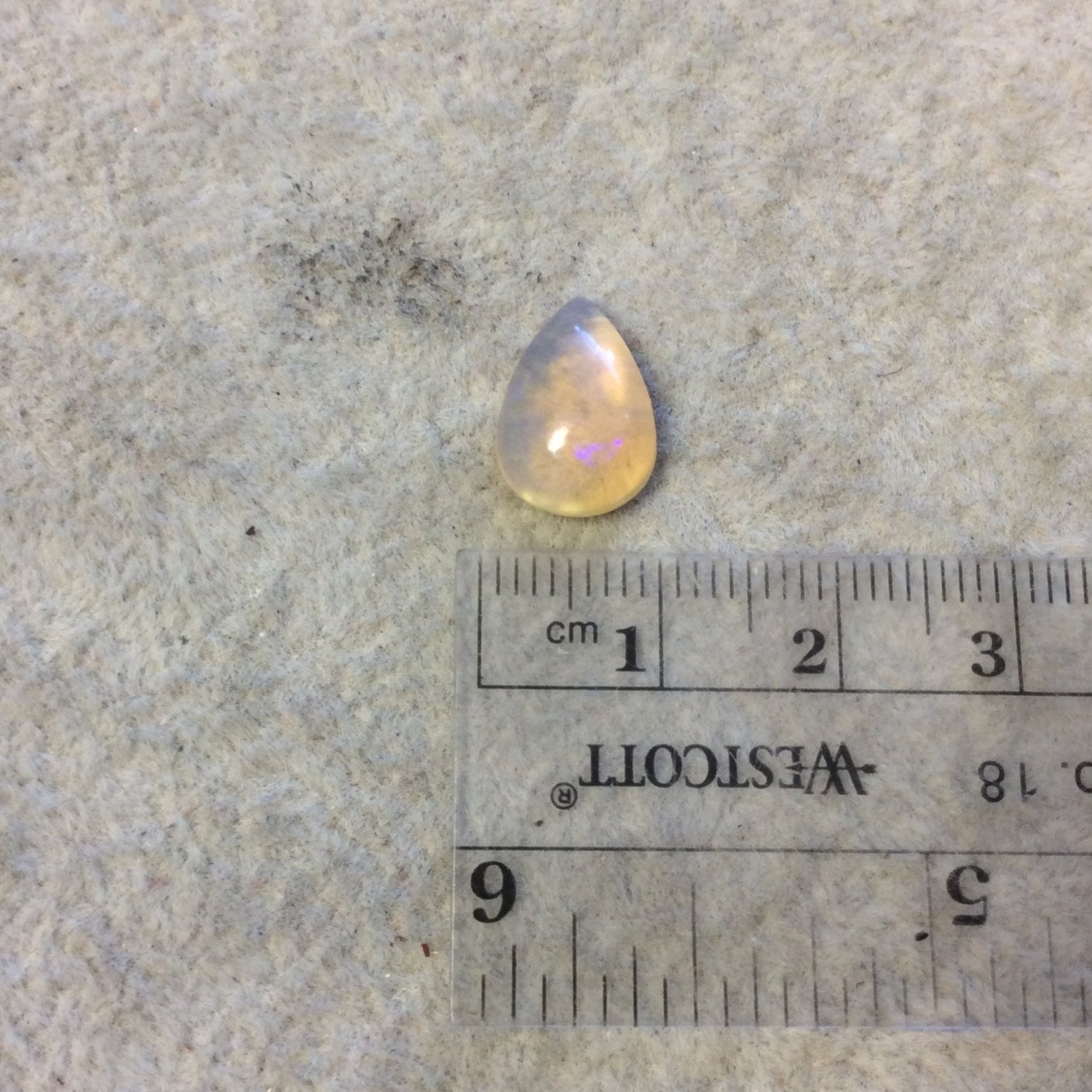 Natural Ethiopian Opal Smooth Teardrop Shaped Flat Back Cabochon 'ZZ' - Measuring 9.5mm x 13mm, 4.5mm Dome Height - High Quality Gemstone
