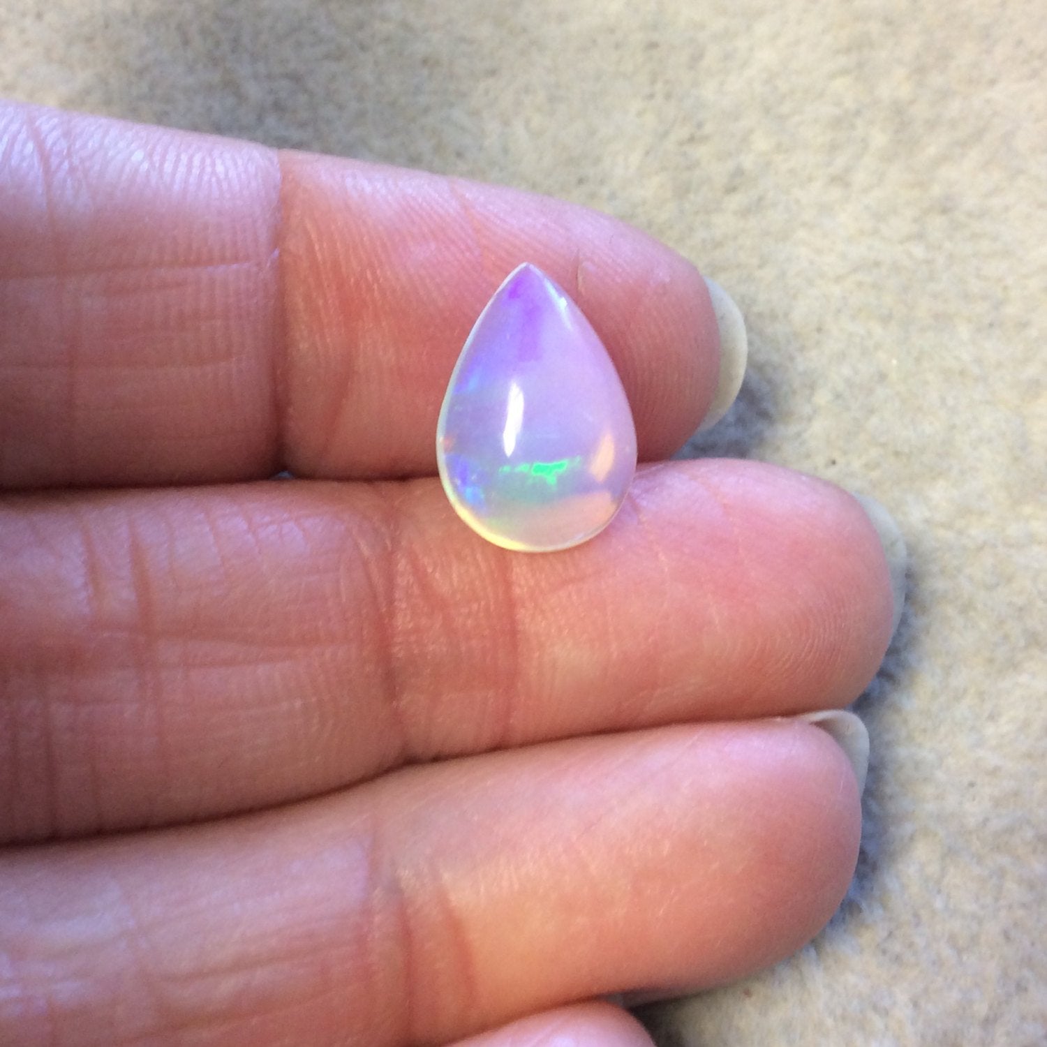 OOAK Natural Ethiopian Opal Smooth Teardrop Rounded Back Cabochon 'DA' - Measuring 10mm x 14mm, 4mm Dome Height - High Quality Gemstone