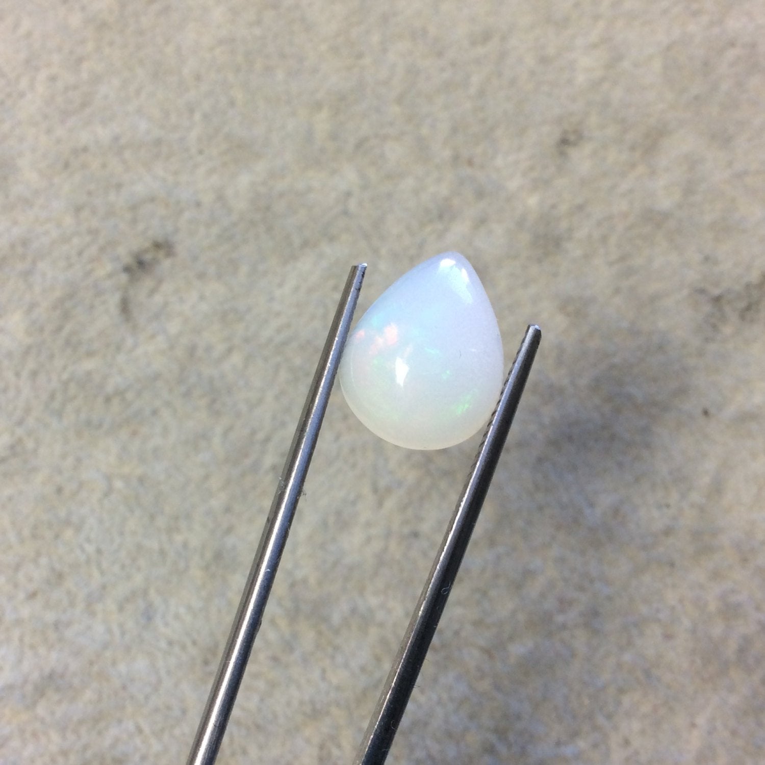 Natural Ethiopian Opal Smooth Teardrop Shaped Flat Back Cabochon 'EA' - Measuring 11.5mm x 15mm, 5mm Dome Height - High Quality Gemstone