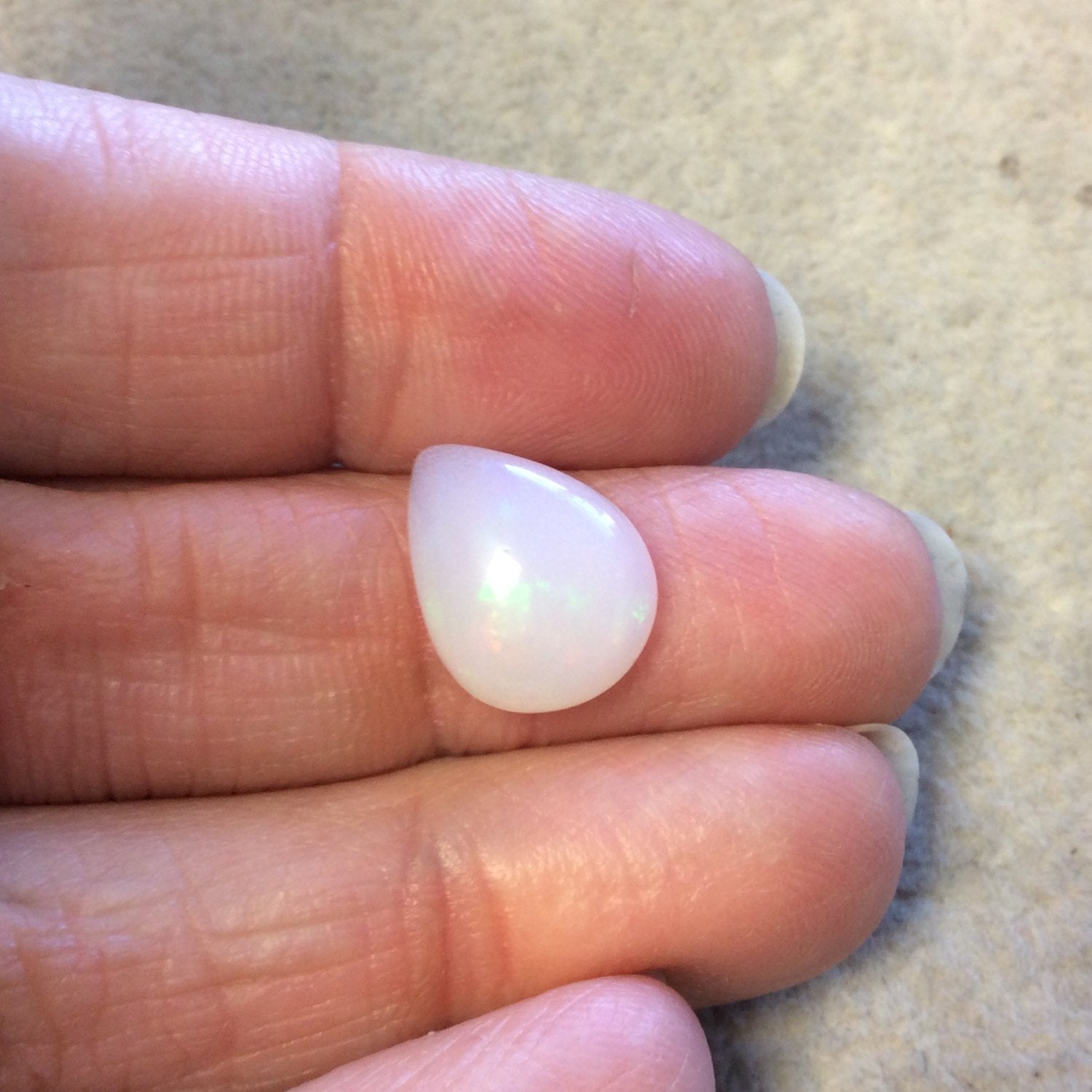 Natural Ethiopian Opal Smooth Teardrop Shaped Flat Back Cabochon 'EA' - Measuring 11.5mm x 15mm, 5mm Dome Height - High Quality Gemstone