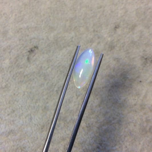 OOAK Natural Ethiopian Opal Smooth Marquise Shaped Flat Back Cabochon 'GA' - Measuring 8mm x 16mm, 4.5mm Dome Height - High Quality Gemstone