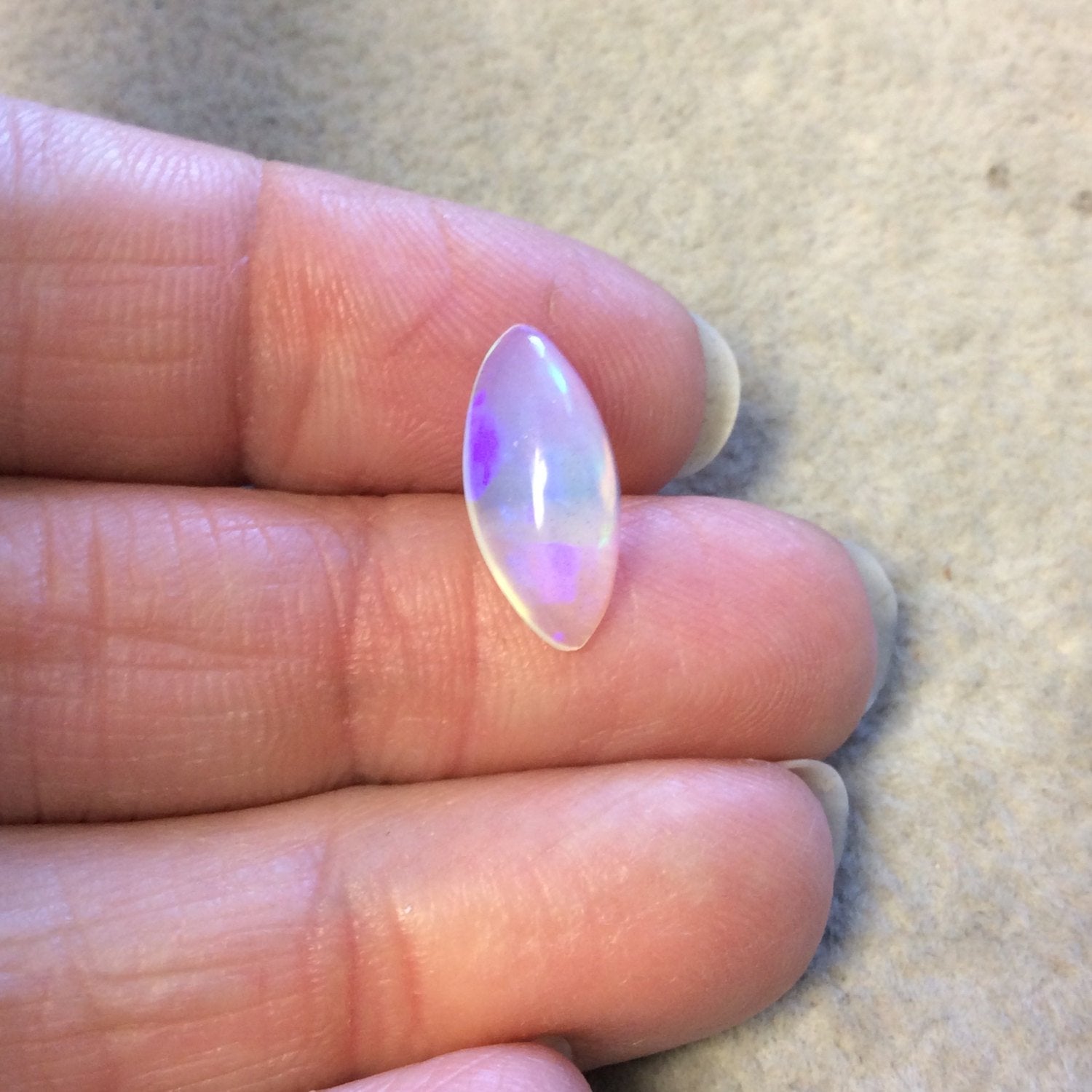 OOAK Natural Ethiopian Opal Smooth Marquise Shaped Flat Back Cabochon 'GA' - Measuring 8mm x 16mm, 4.5mm Dome Height - High Quality Gemstone