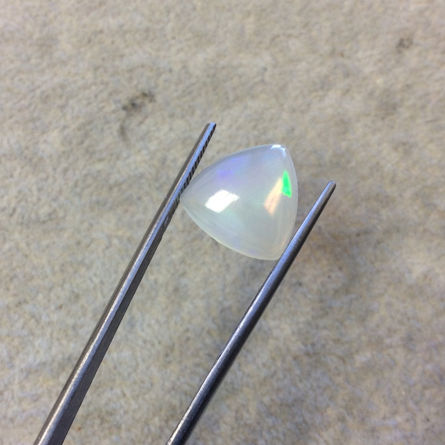 OOAK Natural Ethiopian Opal Smooth Trillion Shaped Flat Back Cabochon 'IA' - Measuring 14mm x 14mm, 4mm Dome Height - High Quality Gemstone