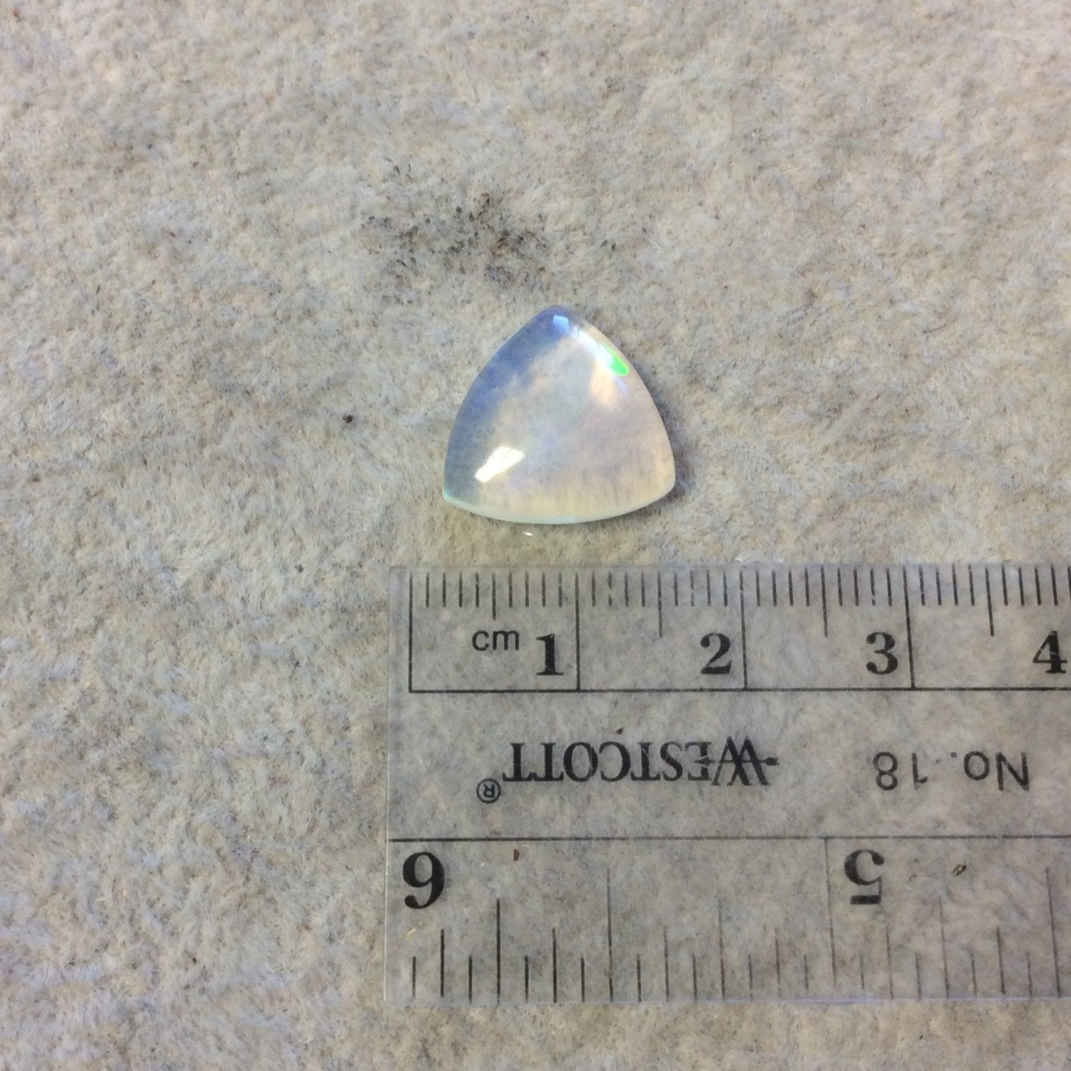 OOAK Natural Ethiopian Opal Smooth Trillion Shaped Flat Back Cabochon 'IA' - Measuring 14mm x 14mm, 4mm Dome Height - High Quality Gemstone