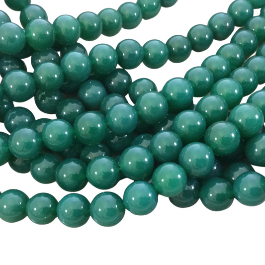 10mm Smooth Dyed Pine Green Agate Round/Ball Shaped Beads with 1mm Holes - Sold by 15" Strands (Approx. 38 Beads) - High Quality Gemstone
