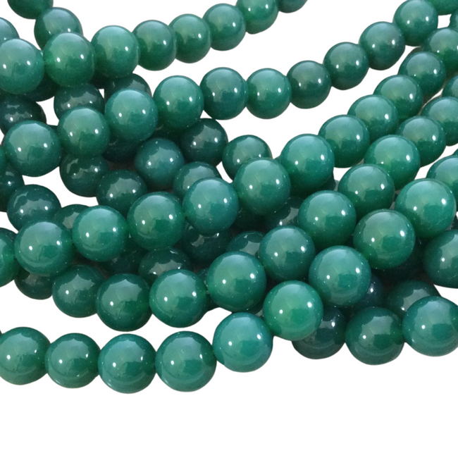 10mm Smooth Dyed Pine Green Agate Round/Ball Shaped Beads with 1mm Holes - Sold by 15" Strands (Approx. 38 Beads) - High Quality Gemstone
