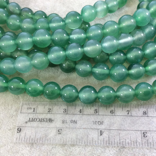 12mm Smooth Dyed Sage Green Agate Round/Ball Shaped Beads with 1mm Holes - Sold by 15" Strands (Approx. 33 Beads) - High Quality Gemstone