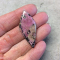 Dendritic Rhodonite Kite/Diamond Shaped Flat Back Cabochon - Measuring 20mm x 44mm, 5mm Dome Height - Natural High Quality Gemstone