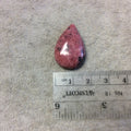 Natural Rhodonite Pear/Teardrop Shaped Flat Backed Cabochon - Measuring 18mm x 27mm, 6mm Dome Height - Natural High Quality Gemstone
