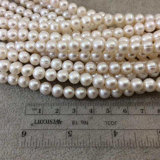 7-8mm AAA Quality Smooth Natural Freshwater Pearl Round/Ball Shaped Beads - 16" Strand (Approximately 60 Beads) - Sold by the Strand