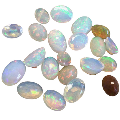 1.37 Carat Faceted Genuine Ethiopian Opal Oval Cut Stone "F-R" - Measuring 7.25mm x 9mm with 4mm Pavillion (Base) and 1mm Crown (Top)