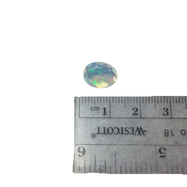 1.93 Carat Faceted Genuine Ethiopian Opal Oval Cut Stone "F-F" - Measuring 9mm x 11.5mm with 4mm Pavillion (Base) and 1mm Crown (Top)