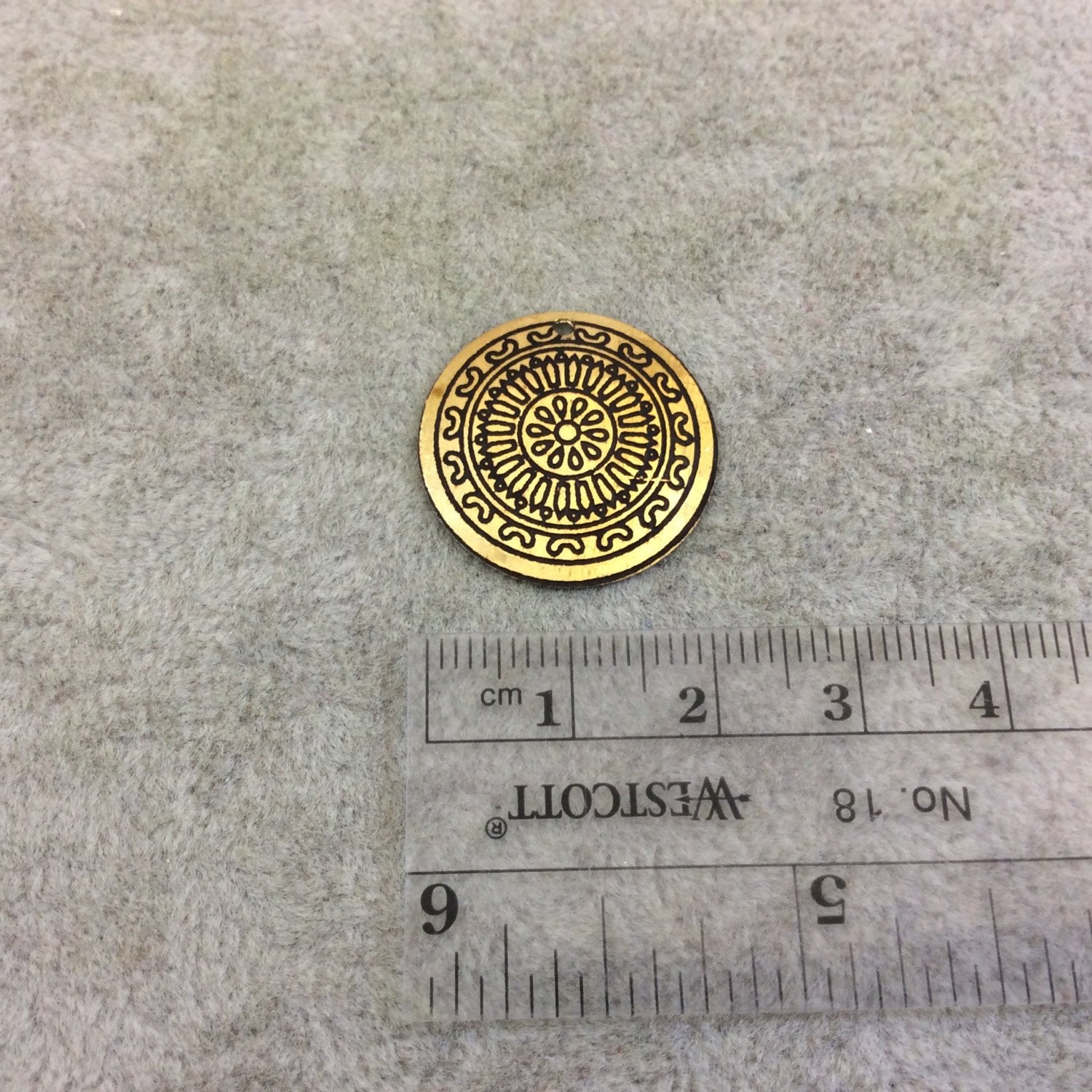 BULK PACK of 1" Gold Plated Detailed Mandala Embossed Round Copper Medallion Pendants  - Measuring 22mm x 22mm - Sold in Packs of 10
