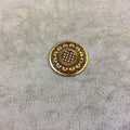 BULK PACK of 1" Gold Plated Detailed Checker/Mandala Embossed Round Copper Medallion Pendants  - Measuring 22mm x 22mm - Sold in Packs of 10