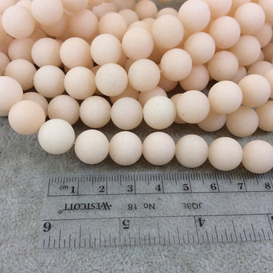 12mm Matte Natural Light Orange/Peach Jade Round/Ball Shaped Beads with 1mm Holes - 15" Strand (Approx. 31 Beads) - Semi-Precious Gemstone