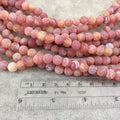 8mm Natural Matte Red/Orange Crackle/Veined Agate Round/Ball Shape Beads with 1mm Holes - 14.75" Strand (Approx 49 Beads) - Quality Gemstone