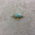 Gold Plated Natural Amazonite Faceted Marquise Shaped Copper Bezel Pendant/Connector - Measures 20mm x 10mm - Sold Individually, Random