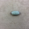 Gunmetal Plated Natural Amazonite Faceted Rectangle Shaped Copper Bezel Connector/Link - Measures 10mm x 20mm - Sold Individually, Random