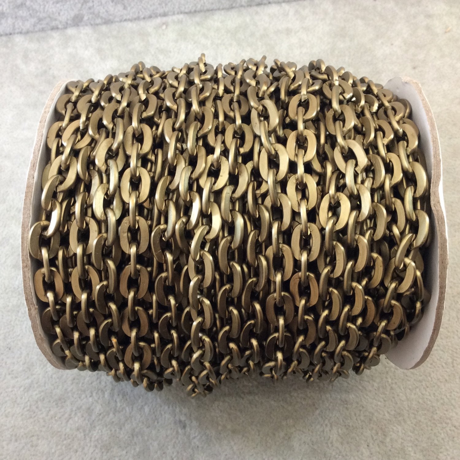 A1443 FULL SPOOL - Bronze Plated Aluminum Thick Flat Oval Alternating Link Cable Chain with 7mm x 10mm Links - Three Finishes Available