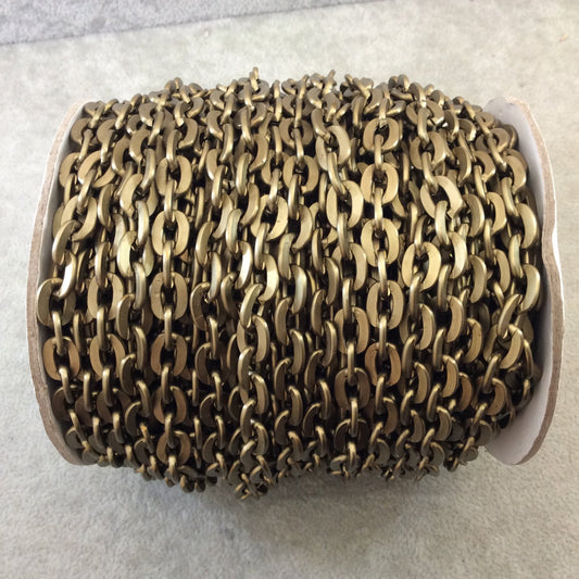 A1443 FULL SPOOL - Bronze Plated Aluminum Thick Flat Oval Alternating Link Cable Chain with 7mm x 10mm Links - Three Finishes Available