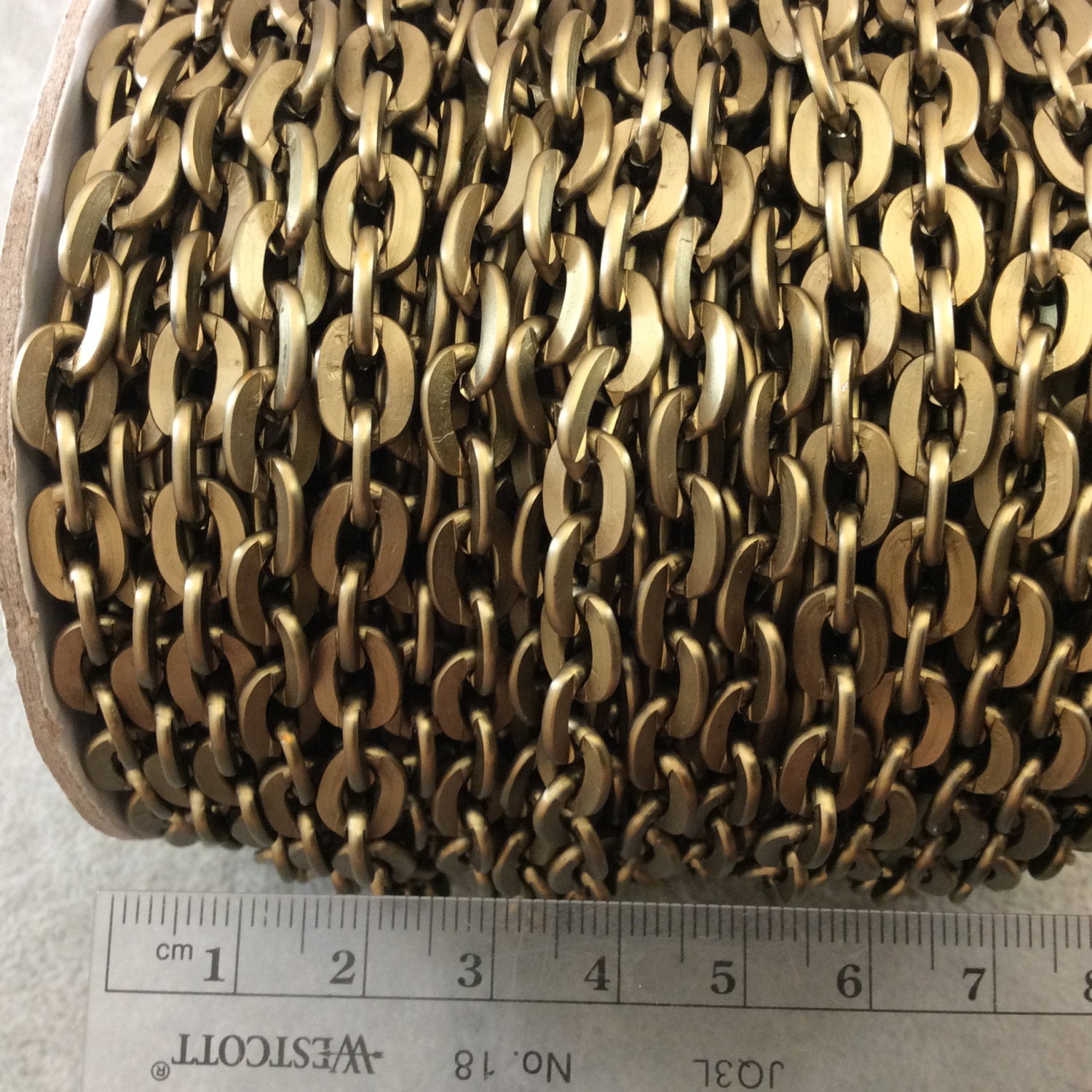 A1443 FULL SPOOL - Bronze Plated Aluminum Thick Flat Oval Alternating Link Cable Chain with 7mm x 10mm Links - Three Finishes Available