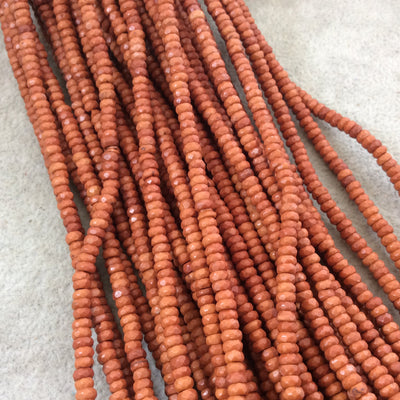 2x4mm Dyed Light Brown Howlite Faceted Rondelle Shaped Beads with 1mm Holes - Sold by 15.5" Strands (Approx. 190 Beads) - Quality Gemstone