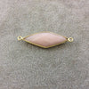 Gold Plated Natural Mixed Rhodonite Faceted Diamond Shaped Copper Bezel Connector - Measures 13mm x 37mm - Sold Individually, Random