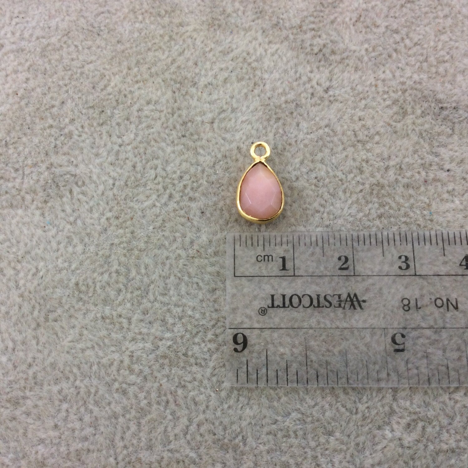 Rhodonite Bezels | Gold Plated Natural Mixed Faceted Teardrop Pear Shaped Copper Pendant - Measures 8mm x 12mm - Sold Individually
