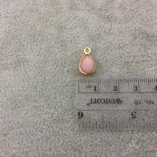 Rhodonite Bezels | Gold Plated Natural Mixed Faceted Teardrop Pear Shaped Copper Pendant - Measures 8mm x 12mm - Sold Individually
