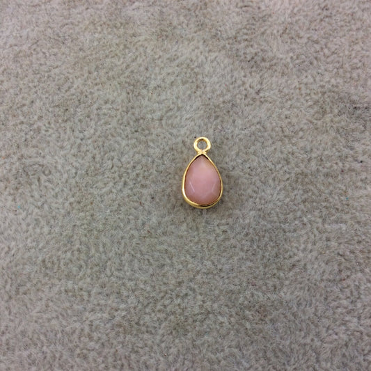 Rhodonite Bezels | Gold Plated Natural Mixed Faceted Teardrop Pear Shaped Copper Pendant - Measures 8mm x 12mm - Sold Individually