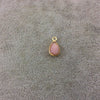 Rhodonite Bezels | Gold Plated Natural Mixed Faceted Teardrop Pear Shaped Copper Pendant - Measures 8mm x 12mm - Sold Individually