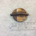 2" Plain Mixed Brown Flat Round/Disc Shaped Natural Bone Pendant/Connector with Three Holes - Measuring 51mm x 51mm, Approx. - (TR2BRFLPRD)