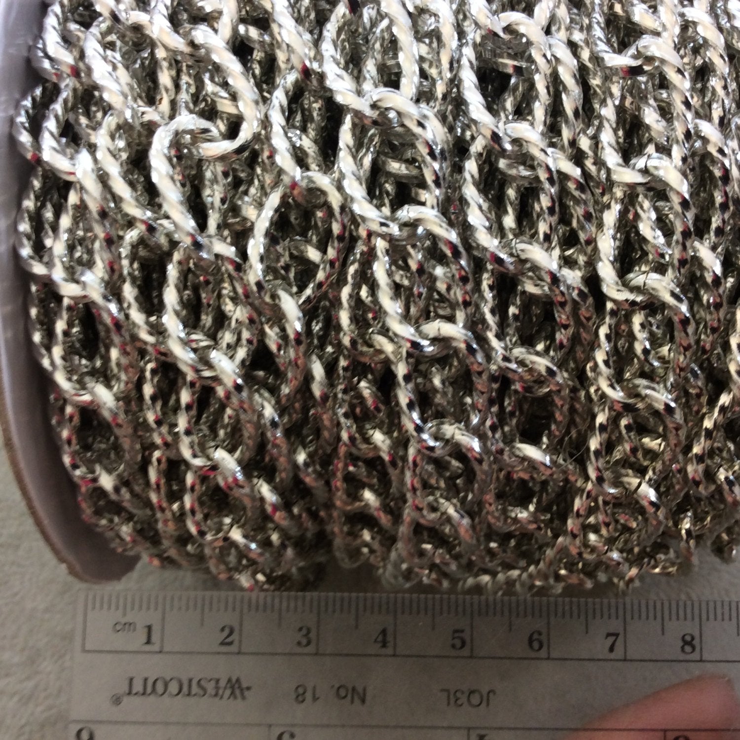 A1309 FULL SPOOL - Silver Plated Aluminum Oblong Oval Shaped Twisted Wire Link Curb Chain with 11mm x 17mm Links - Three Finishes Available