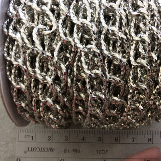 A1309 FULL SPOOL - Silver Plated Aluminum Oblong Oval Shaped Twisted Wire Link Curb Chain with 11mm x 17mm Links - Three Finishes Available