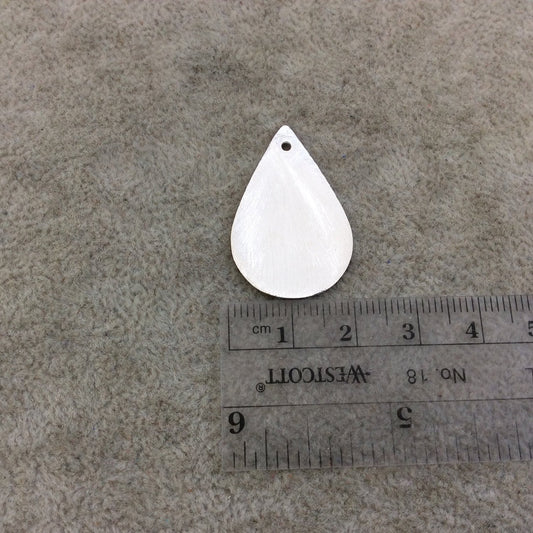 20mm x 31mm Silver Brushed Finish Blank Teardrop Shaped Plated Copper Components - Sold in Pre-Counted Bulk Packs of 10 Pieces - (128-SV)
