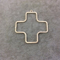 52mm x 52mm Gold Plated Copper Open Cross/Plus Symbol Shaped Pendant Components - Sold in Packs of 10 Components (193-GD)