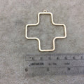 52mm x 52mm Gold Plated Copper Open Cross/Plus Symbol Shaped Pendant Components - Sold in Packs of 10 Components (193-GD)